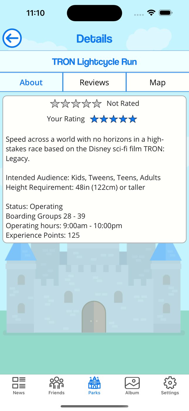 TRON Lightcycle Run details with star rating