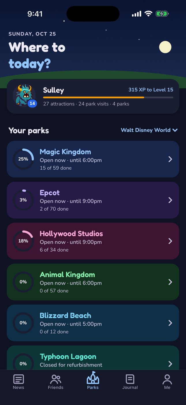 Parks tab at night